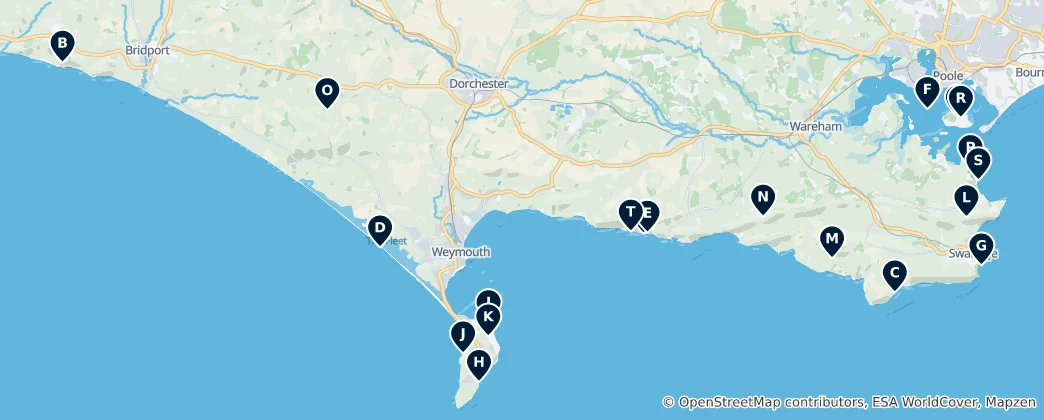 Mapa Dorset's Natural Wonders