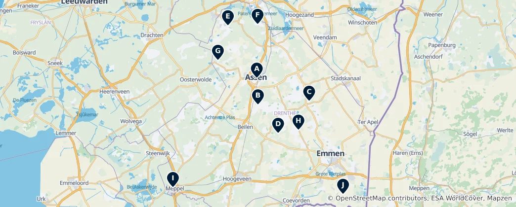 Carte de Museums & Galleries of Drenthe