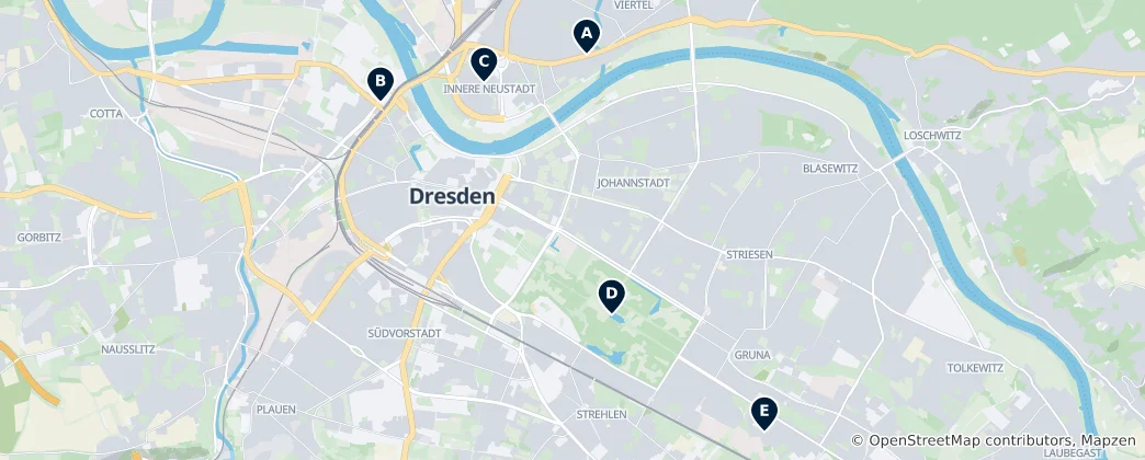 Karte von Dresdens verborgene Schätze