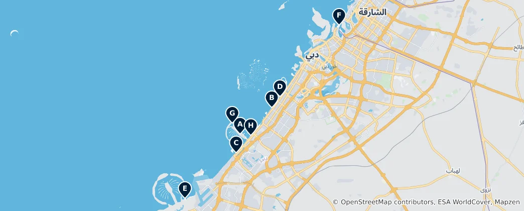 Mappa di Best Dubai Beaches