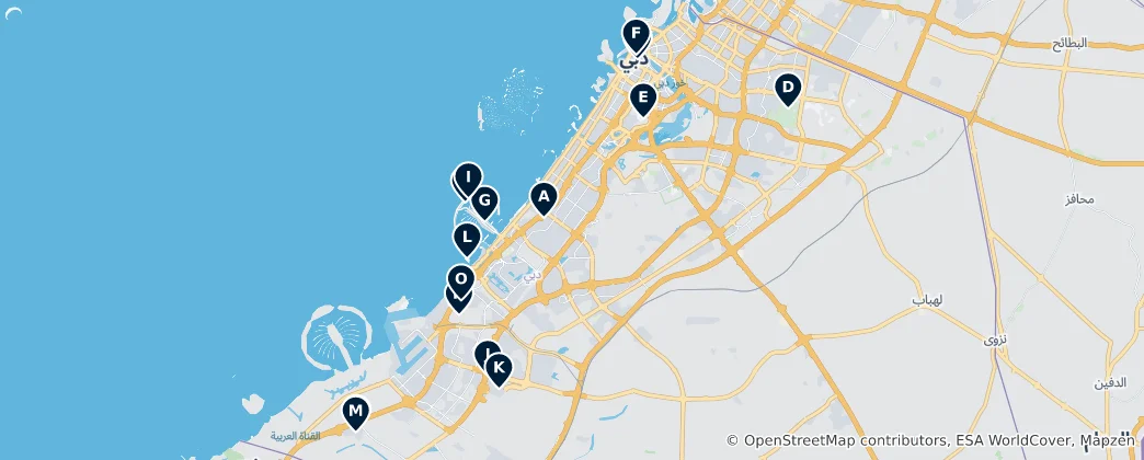 Mappa di Dubai Landmarks & Attractions