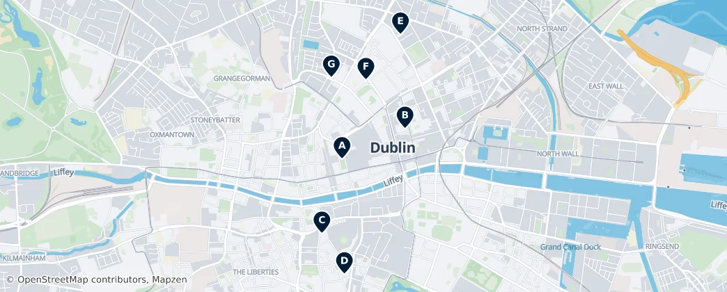 Map of Dublin Churches and Places of Worship