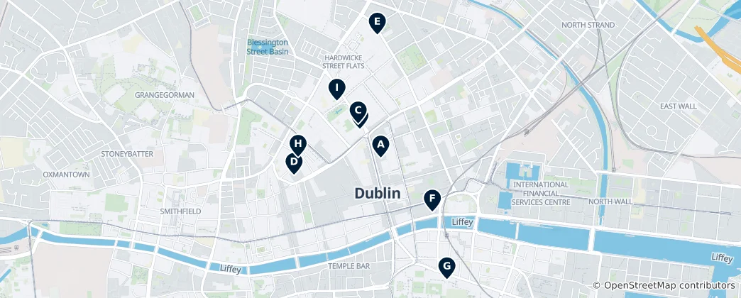 Mappa di Dublin Theatres & Cinemas