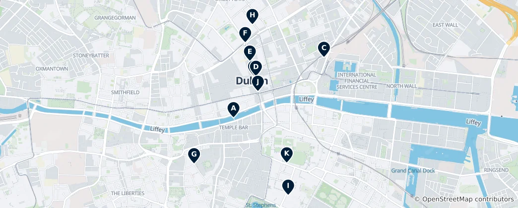 Karte von Dublins historische Denkmäler