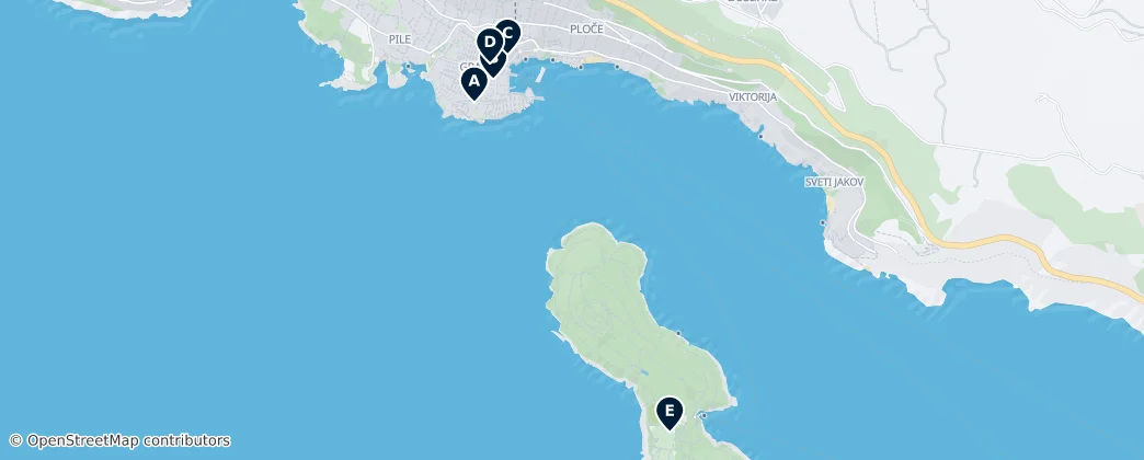Map of Sacred Sites of Dubrovnik