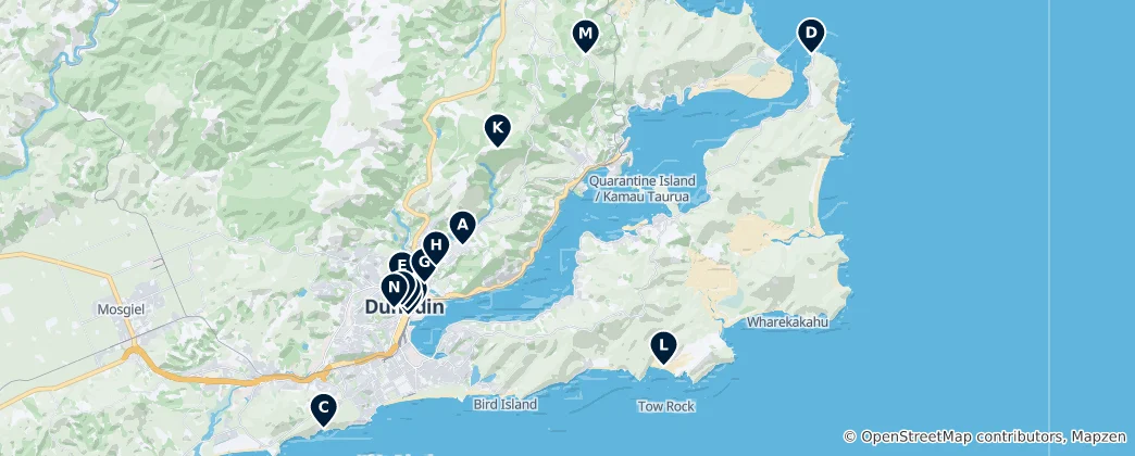 Mapa Dunedin City Essentials
