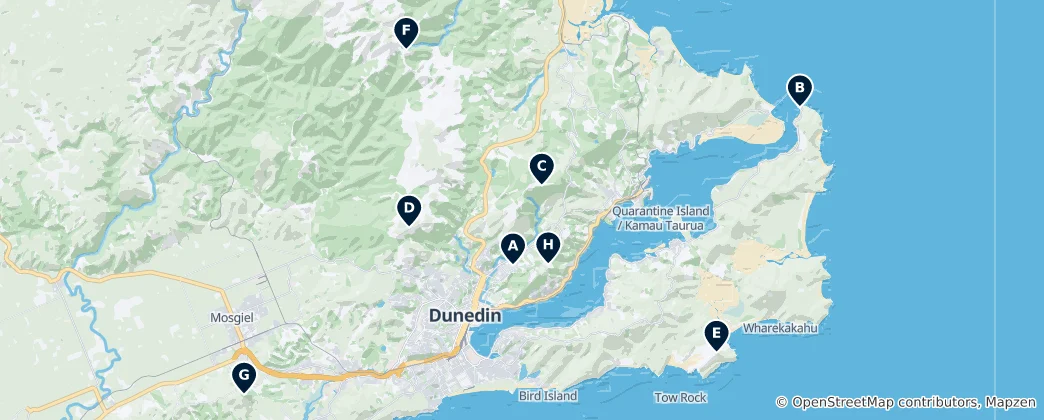Map of Dunedin Peaks & Viewpoints