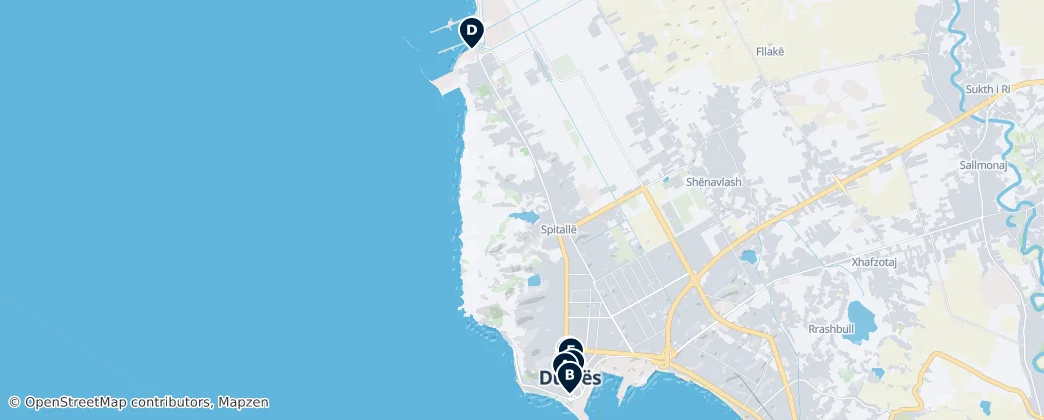Archaeological Sites in Durrës — Karte