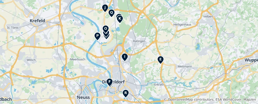 Karte von Düsseldorfer Geschichtslehrpfad