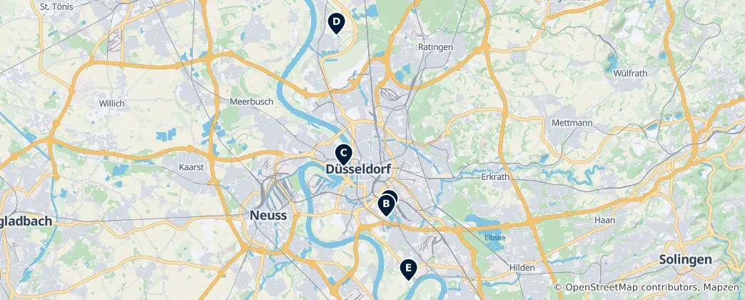 Map of Düsseldorf Parks and Recreation