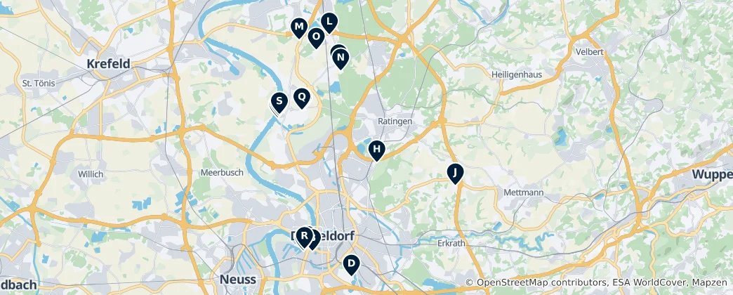 Karte von Düsseldorf's Absolute Essentials