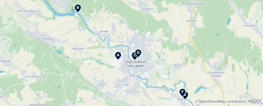 Map of Dvůr Králové nad Labem Essentials