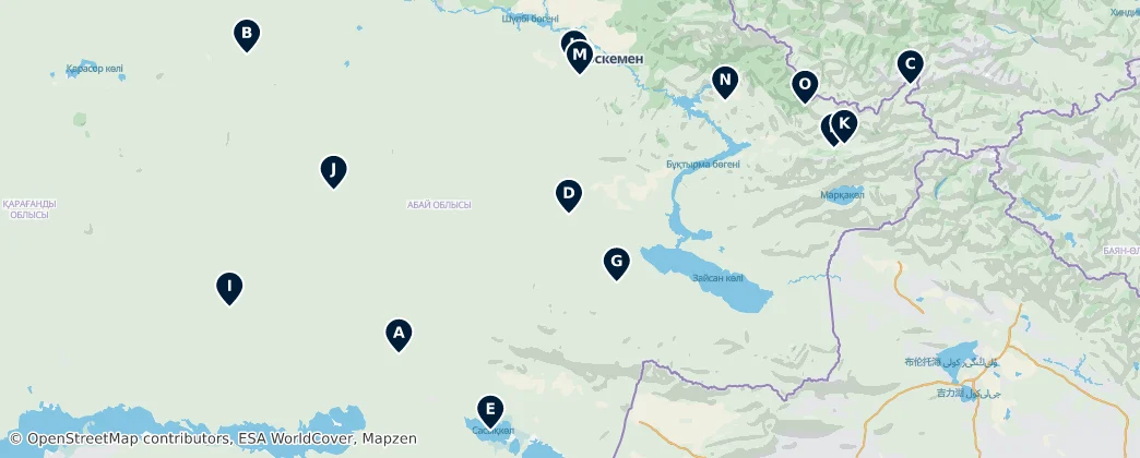 Map of East Kazakhstan Region Essentials