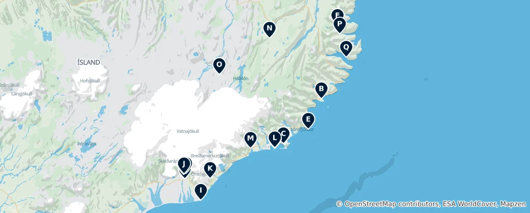 Map of Icelandic Vistas and Monuments
