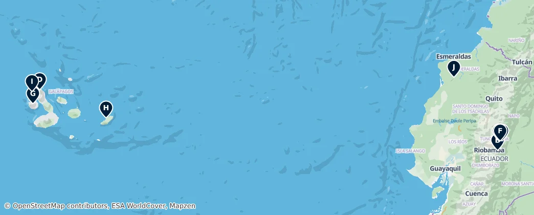 Map of Natural Wonders of Ecuador