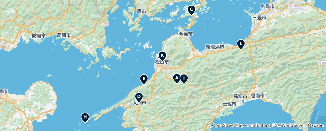 Карта Ehime Prefecture Essentials