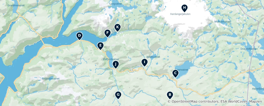 Mapa Eidfjord Essentials