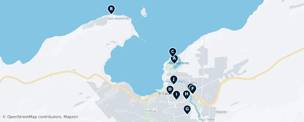 Map of El Calafate Parks and Viewpoints