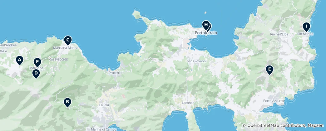 Mapa Historic Churches of Elba