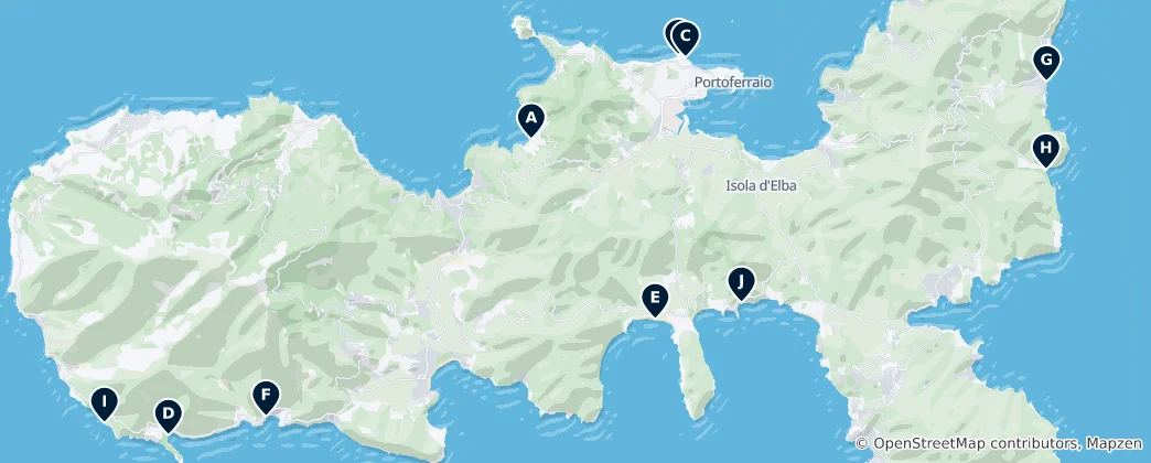 Map of Top Beaches of Elba