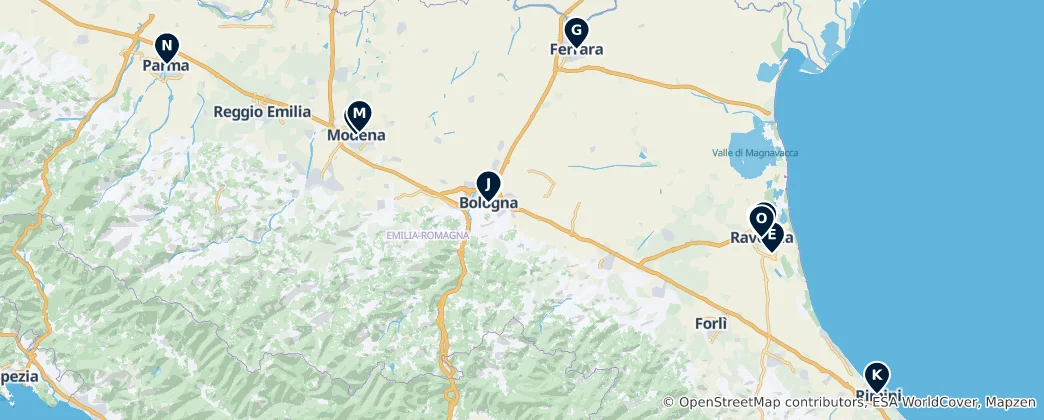 Map of Editor's Choice: Emilia-Romagna