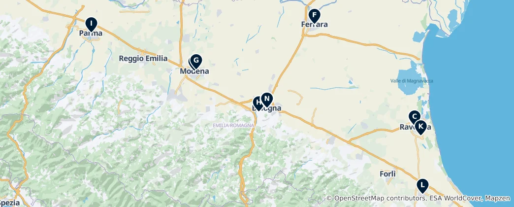 Map of Emilia-Romagna Essentials