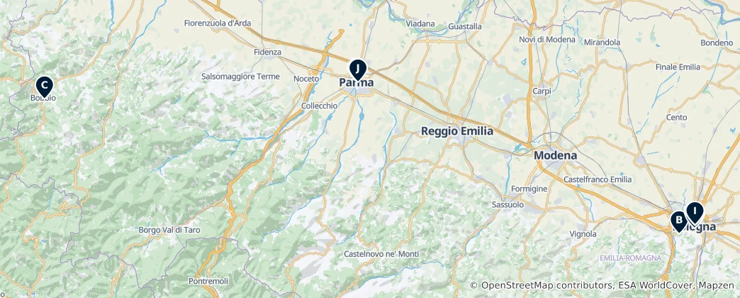 Map of Hidden Gems of Emilia-Romagna