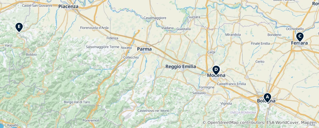 Mapa de Parks and Nature in Emilia-Romagna