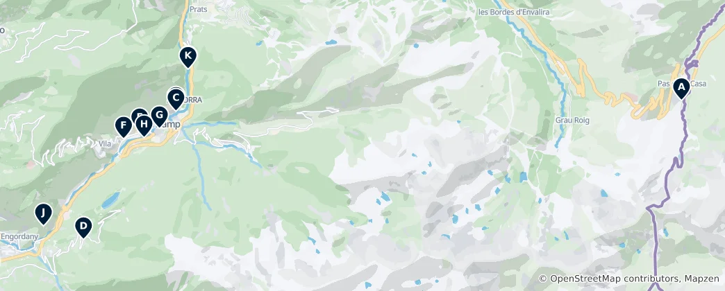 Mapa Encamp's Unmissable Highlights