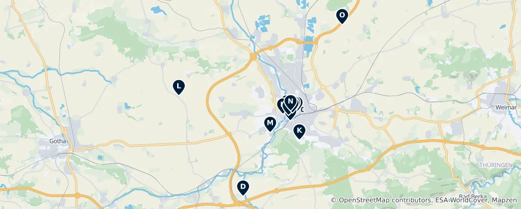 Map of Architectural Highlights of Erfurt