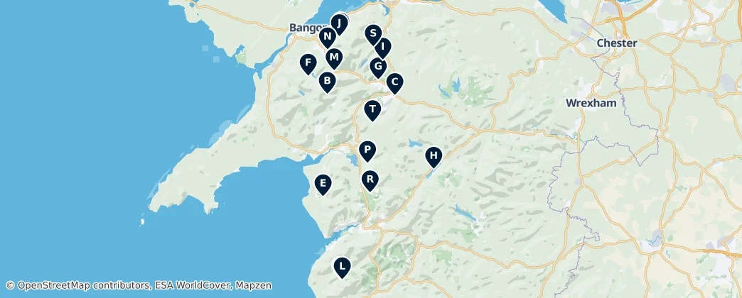 Mapa de Eryri's Natural Wonders