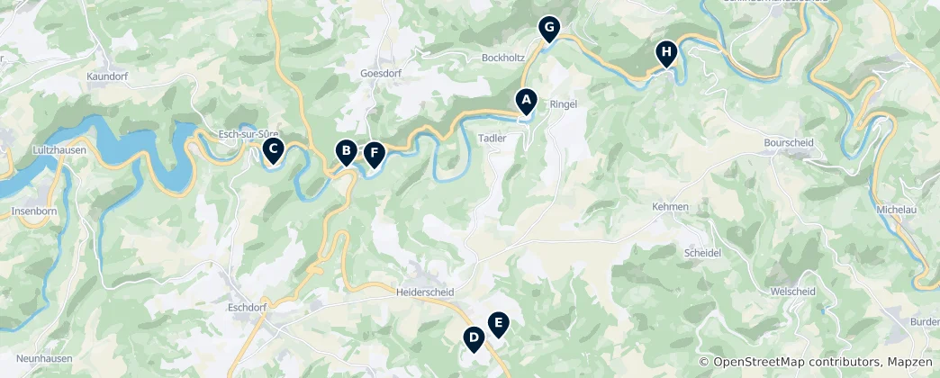 Mapa Top Campsites