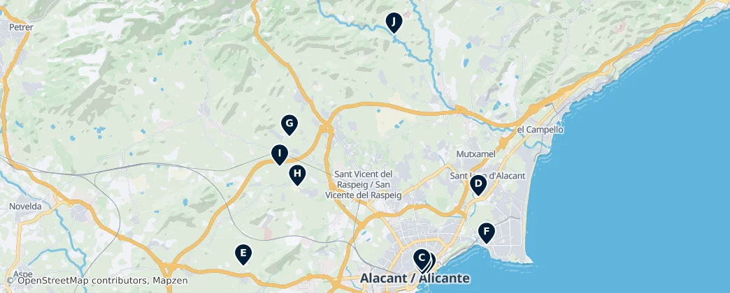 Mapa de Historic Religious Sites of Alicante