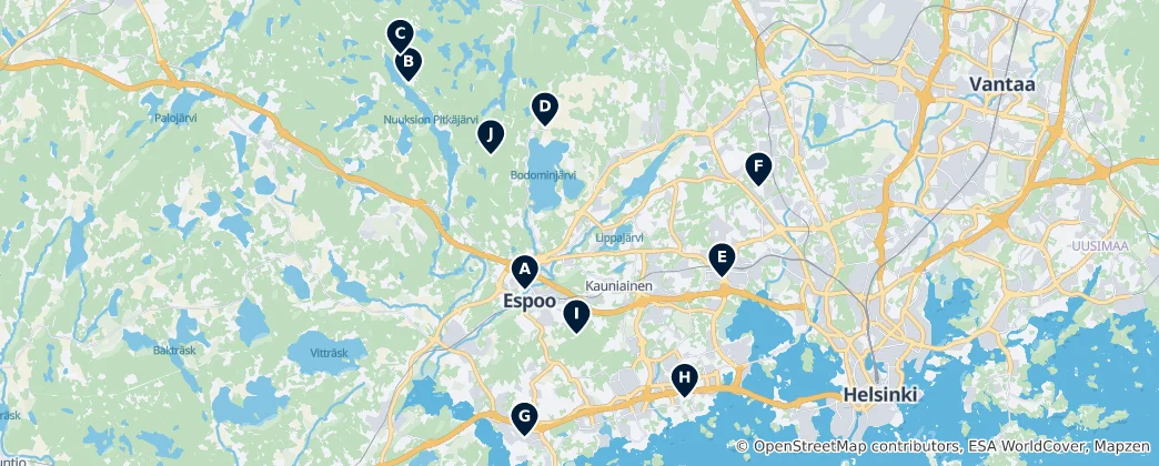 Mapa de Espoo Essentials
