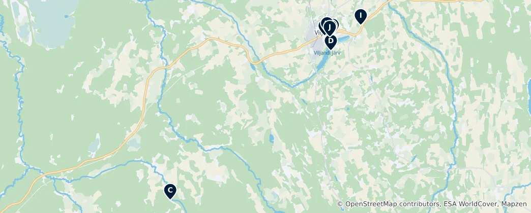 Mappa di Viljandi County Highlights