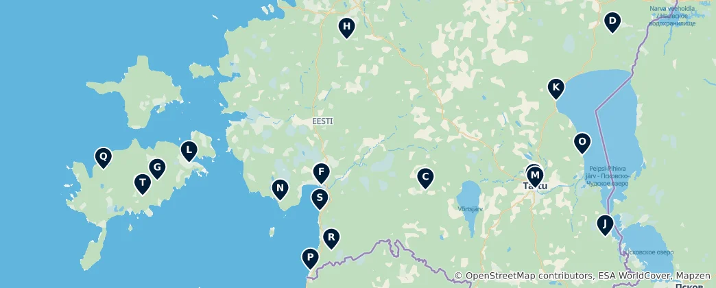 Map of Estonia's Churches and Monasteries