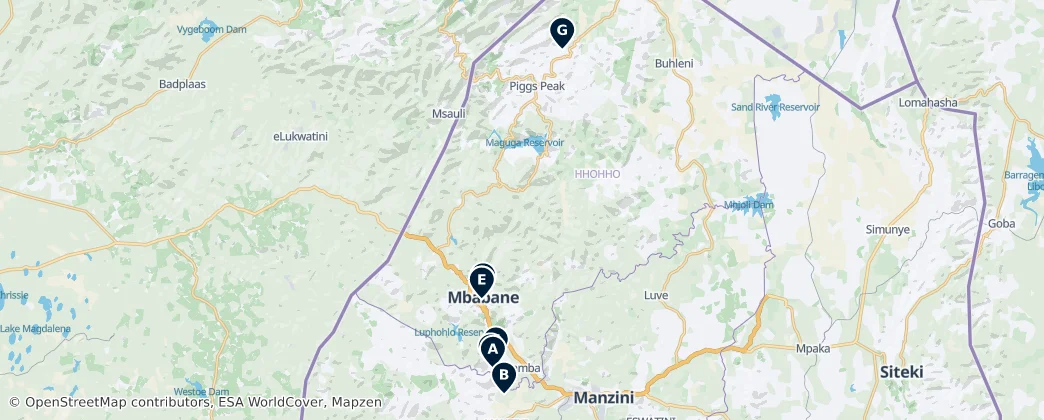 Eswatini's Absolute Must-Sees — Map