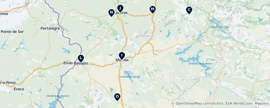 Map of Extremadura Unmissables