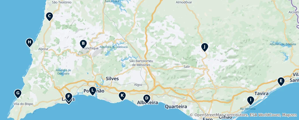 Map of Best Views in the Algarve