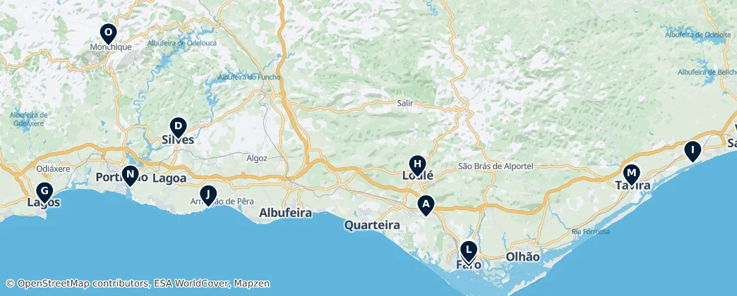 Карта Historic Churches of the Algarve