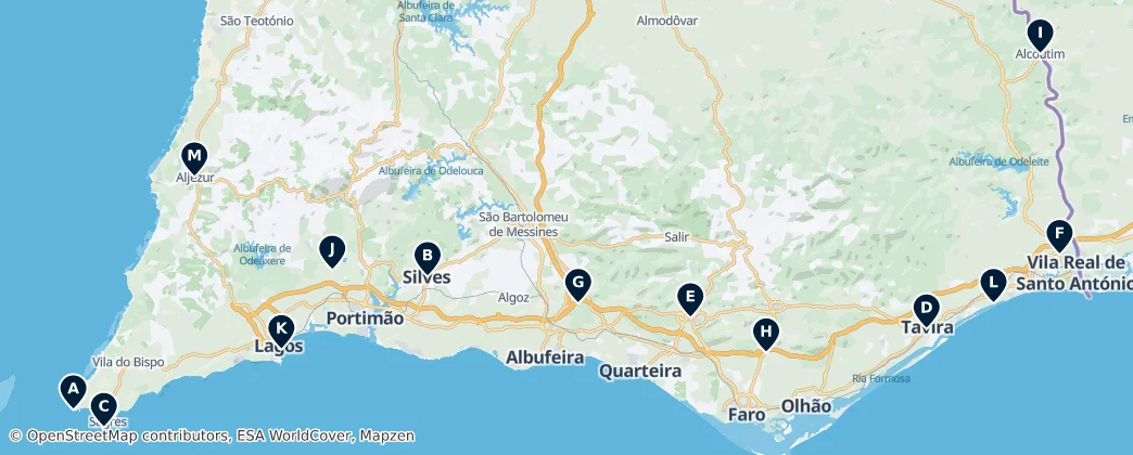 Map of Historic Sites of the Algarve