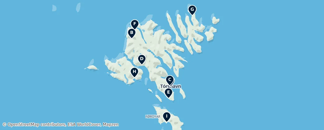 Map of Historic Churches of the Faroe Islands