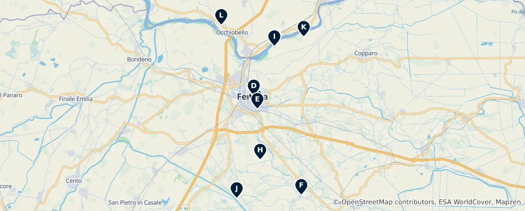 Map of Ferrara's Sacred Sites