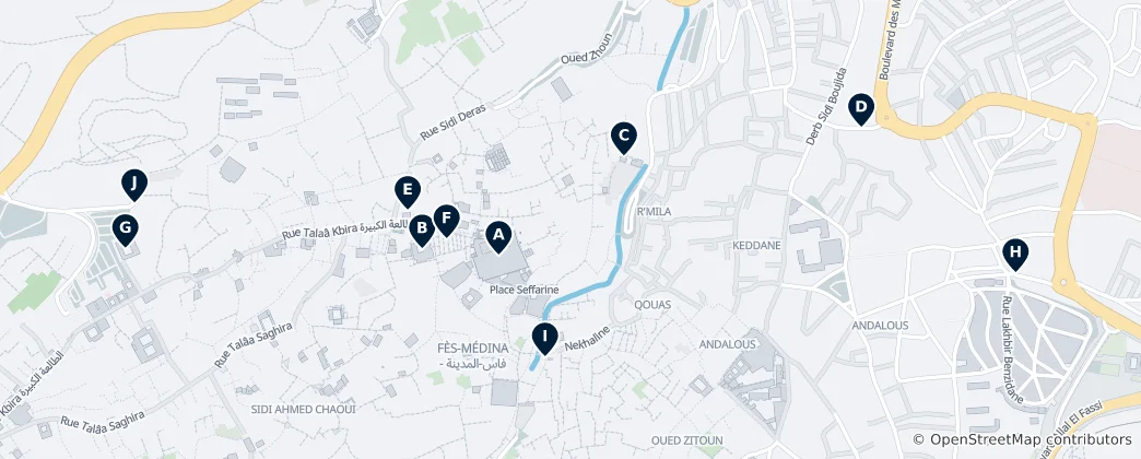 Mappa di Fez Medina Highlights