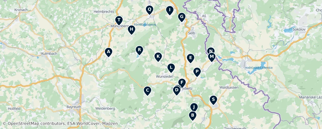 Fichtel Mountains Churches — Mapa
