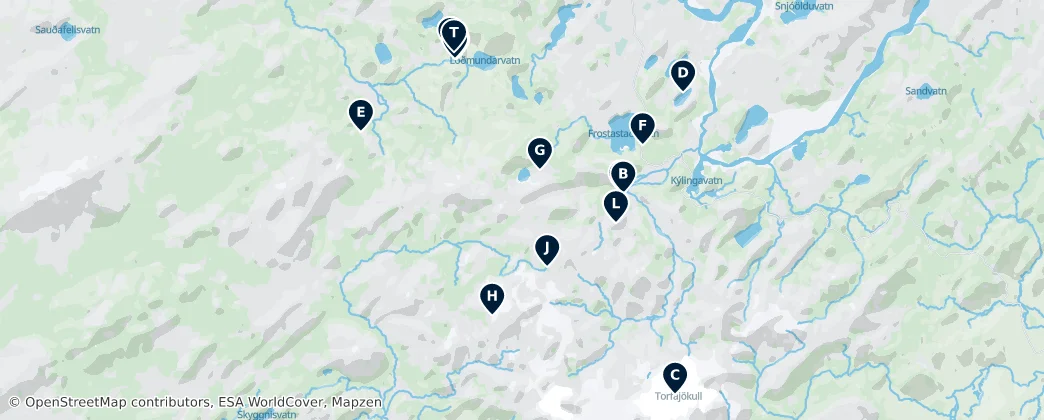 Map of Friðland að Fjallabaki's Crown Jewels