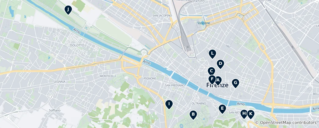 Map of Florence Parks and Squares