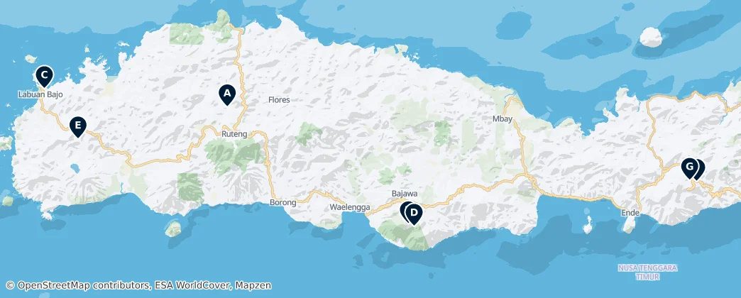 Map of Natural Wonders of Flores
