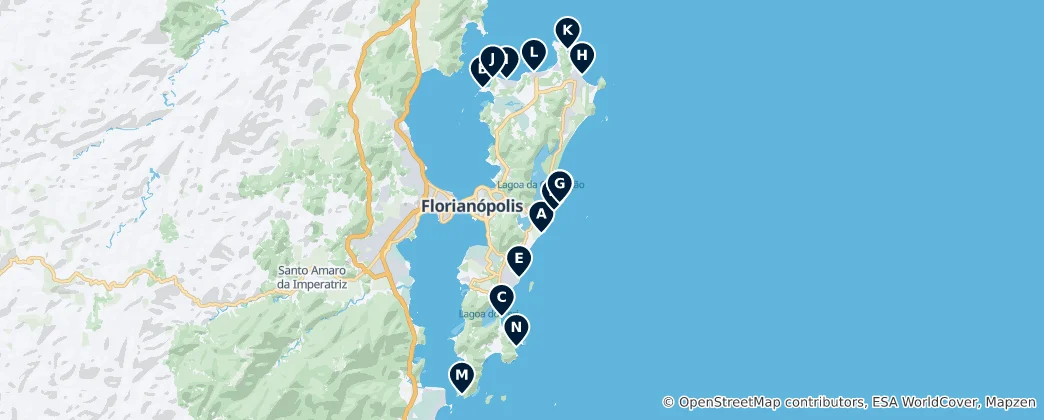 Karte von Best Beaches of Florianópolis