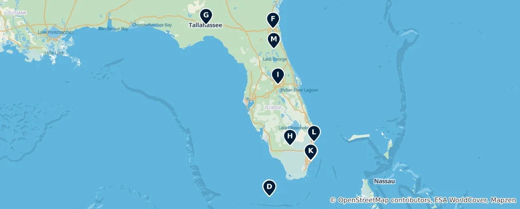 Mapa Florida Museums and Galleries